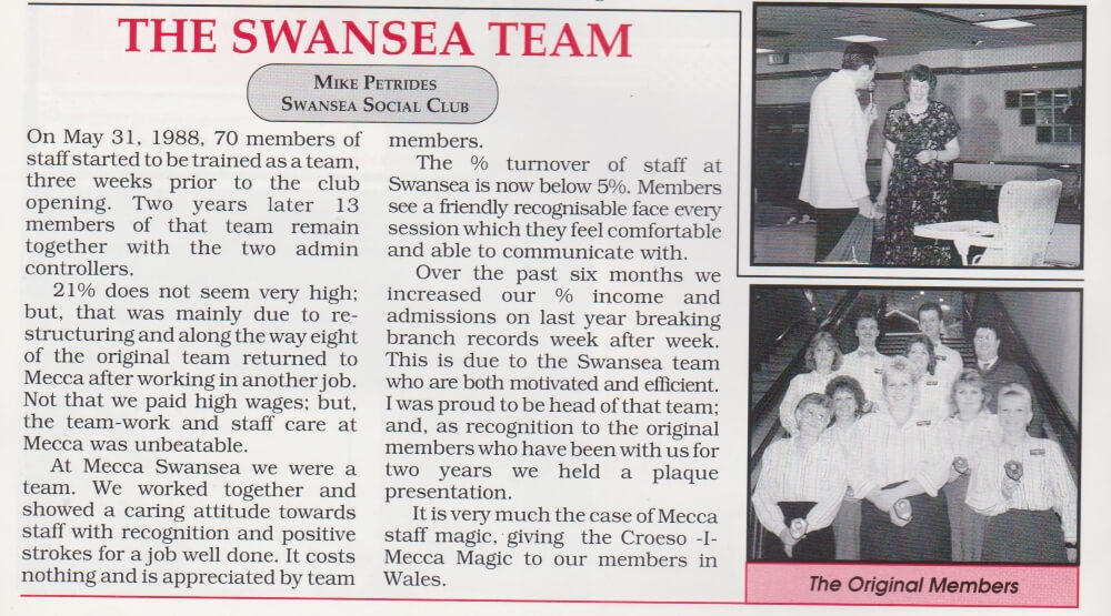 Mecca Swansea article from 1990