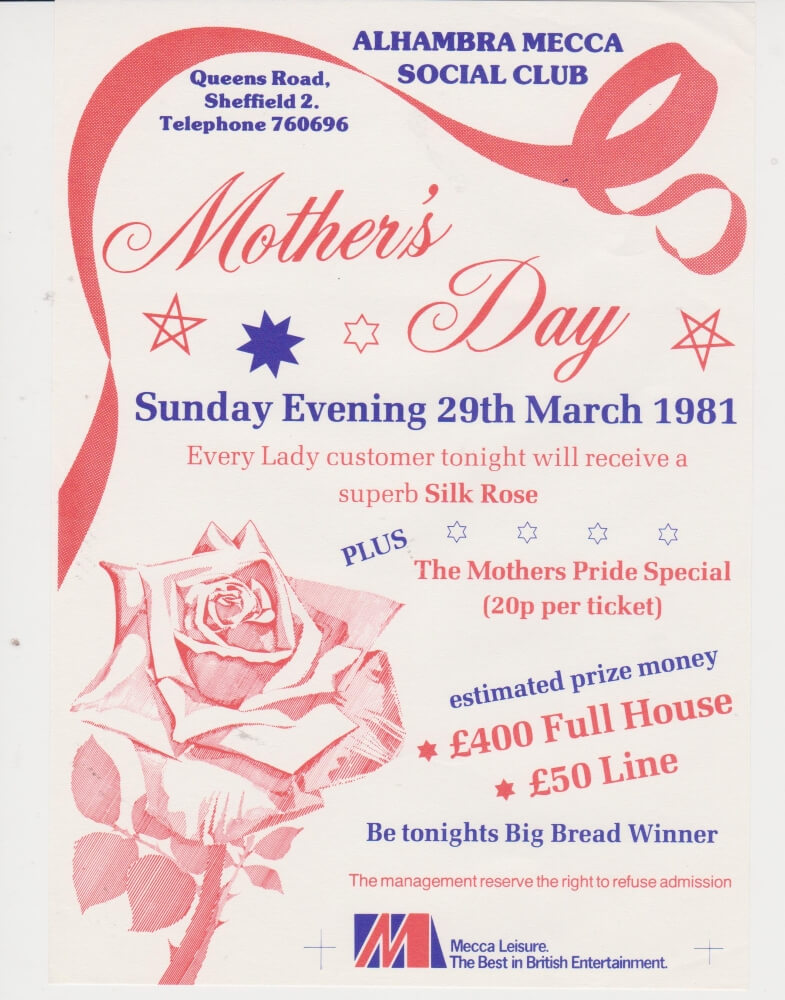 Mother's Day in 1981 at the Alhambra in Sheffield